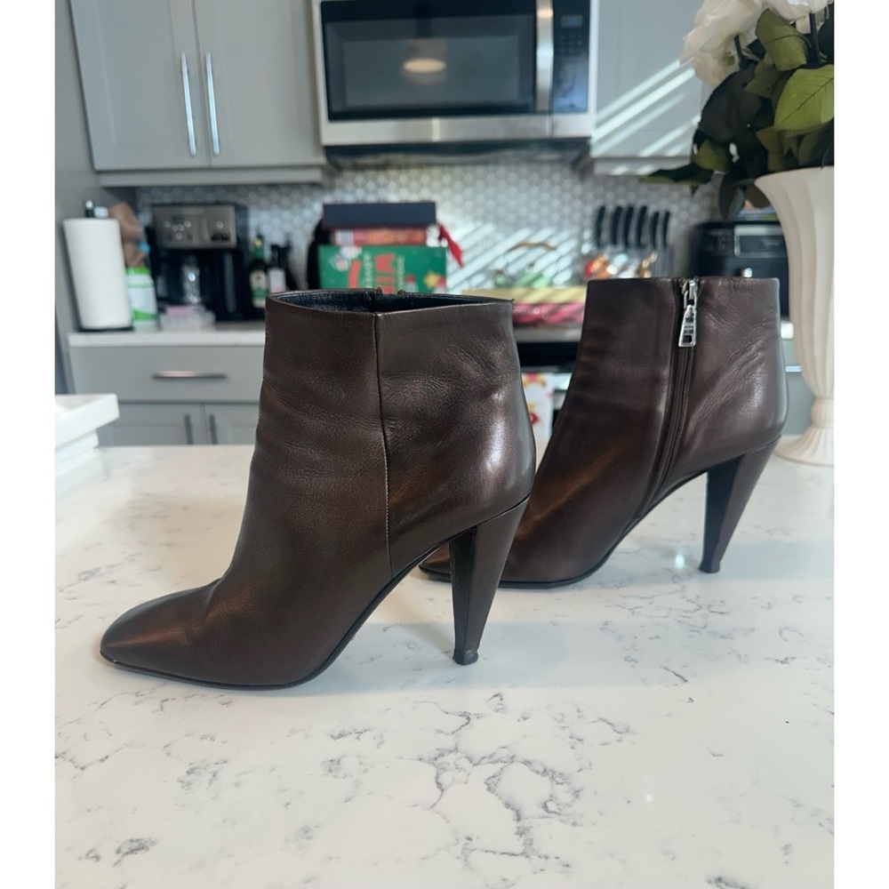 Prada Leather Ankle Boots in Metallic Brown - Size 41 1/2 - Picture 4 of 14